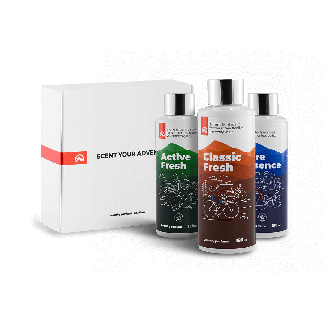 Gift set of 3 laundry perfumes 150 ml: ACTIVE FRESH + CLASSIC FRESH + PURE ESSENCE