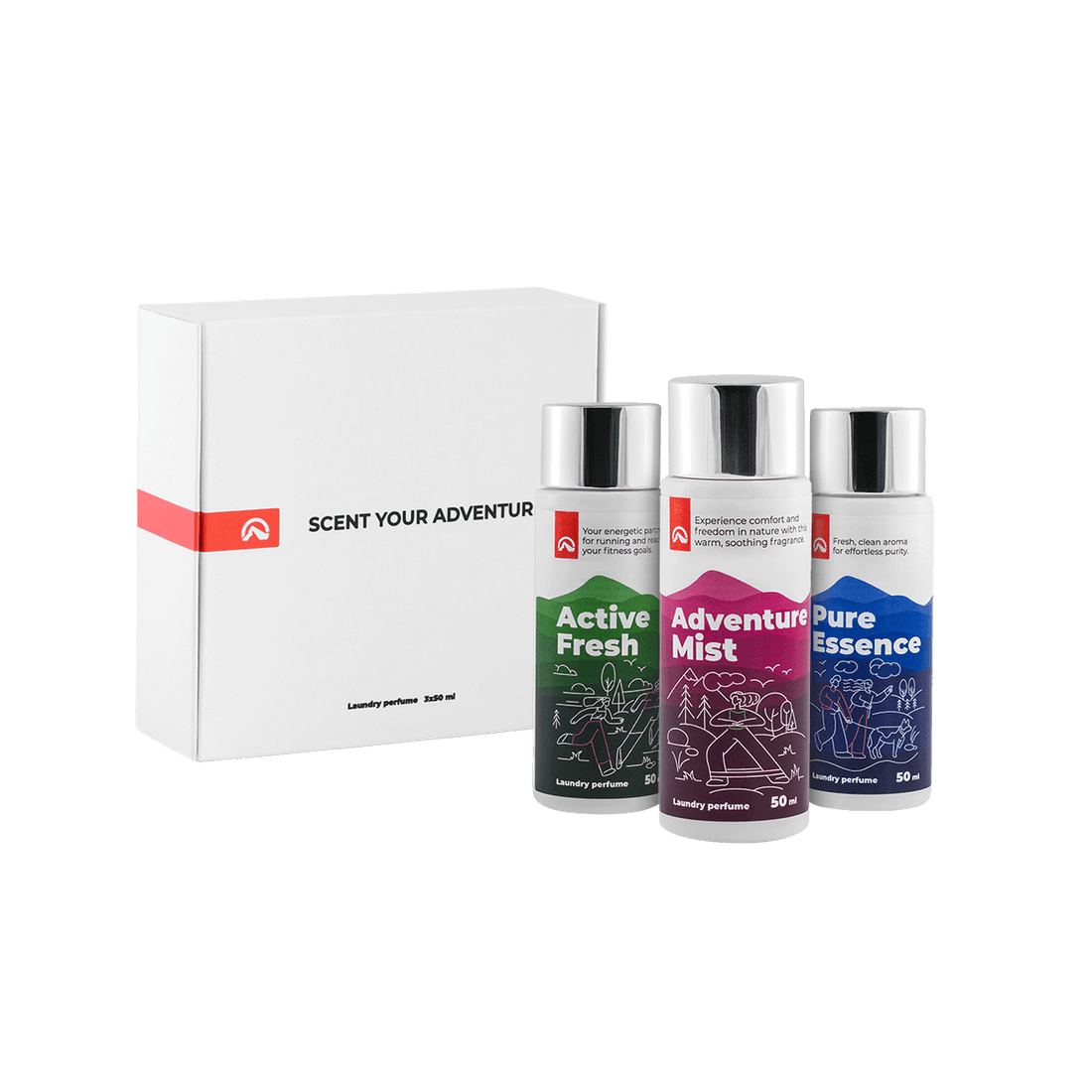 Gift set of 3 laundry perfumes 50 ml: ACTIVE FRESH + ADVENTURE MIST + PURE ESSENCE