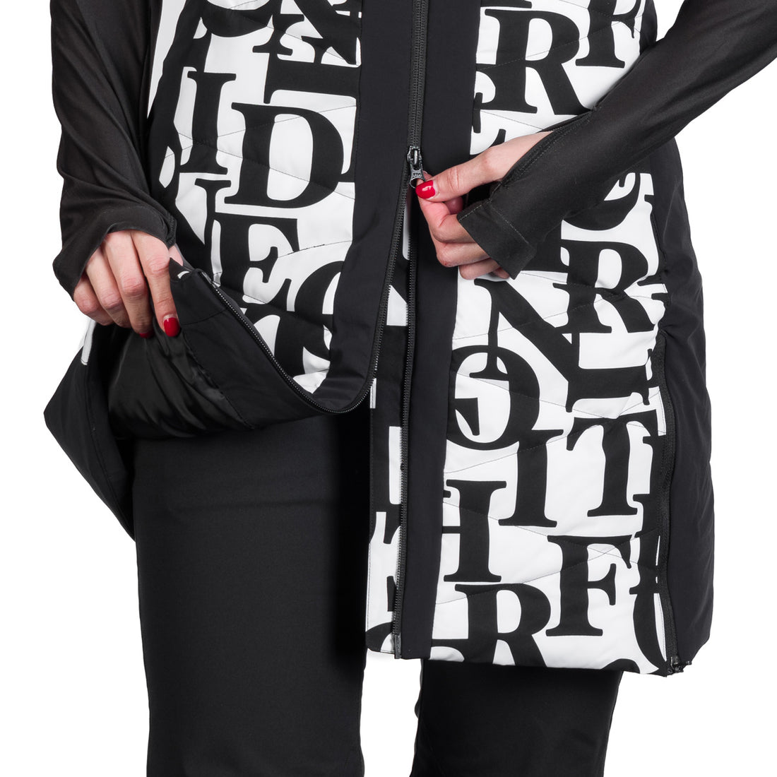 VE-4480SNW women's ski trendy quilted long vest STACY