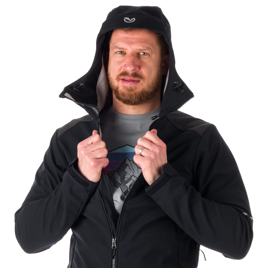 BU-5030OR men's outdoor hoody softshell jacket protect face 3L DYLAN 