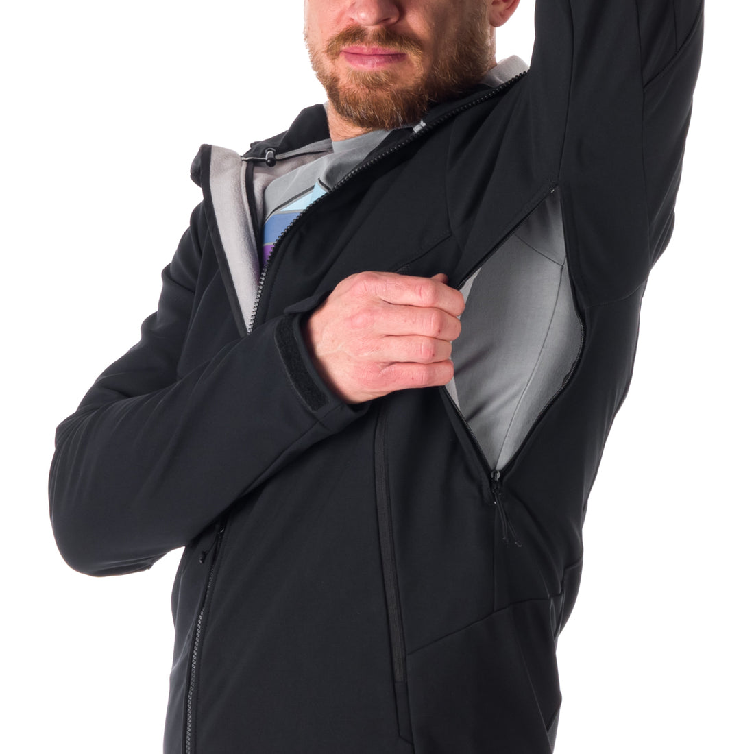 BU-5030OR men's outdoor hoody softshell jacket protect face 3L DYLAN 