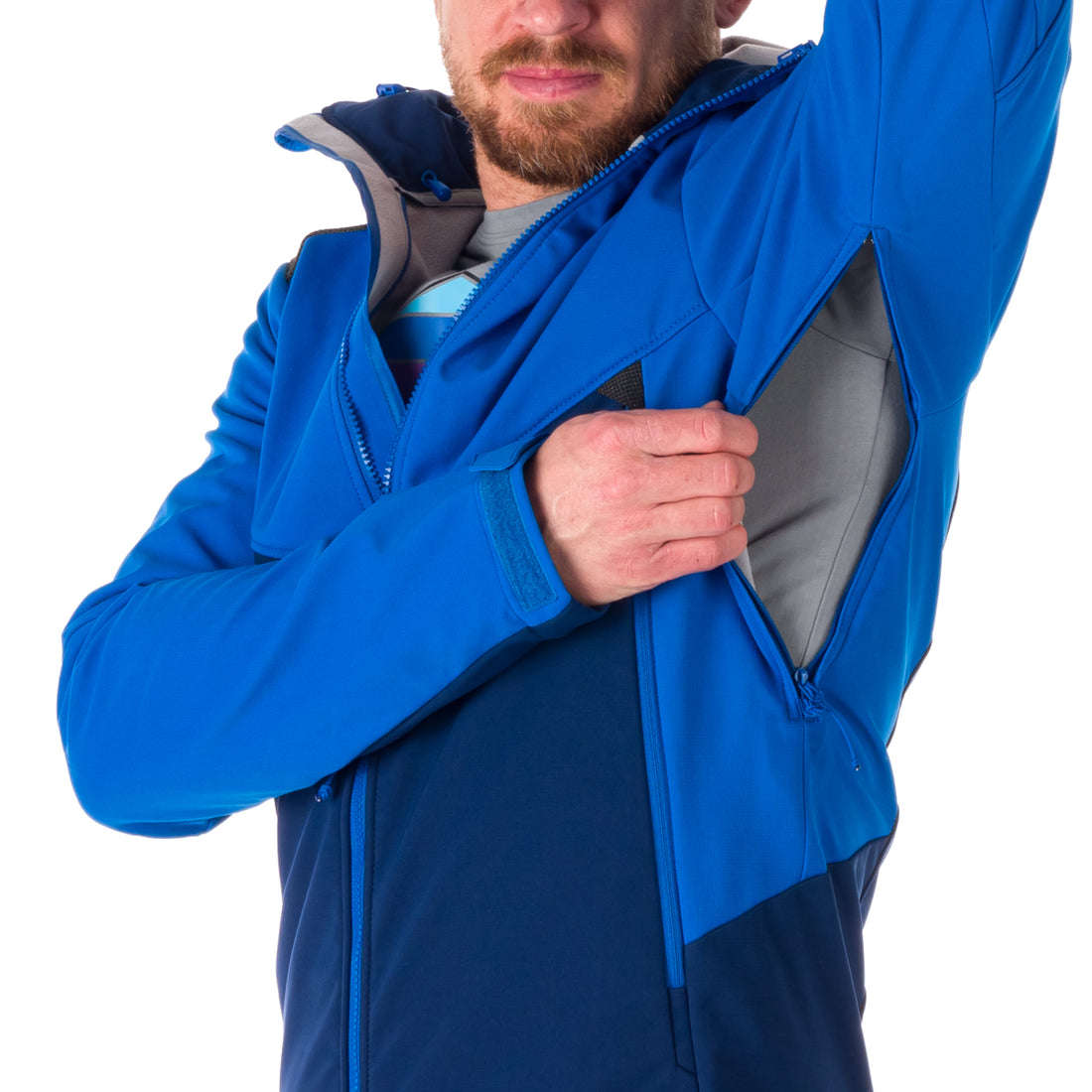 BU-5030OR men's outdoor hoody softshell jacket protect face 3L DYLAN 