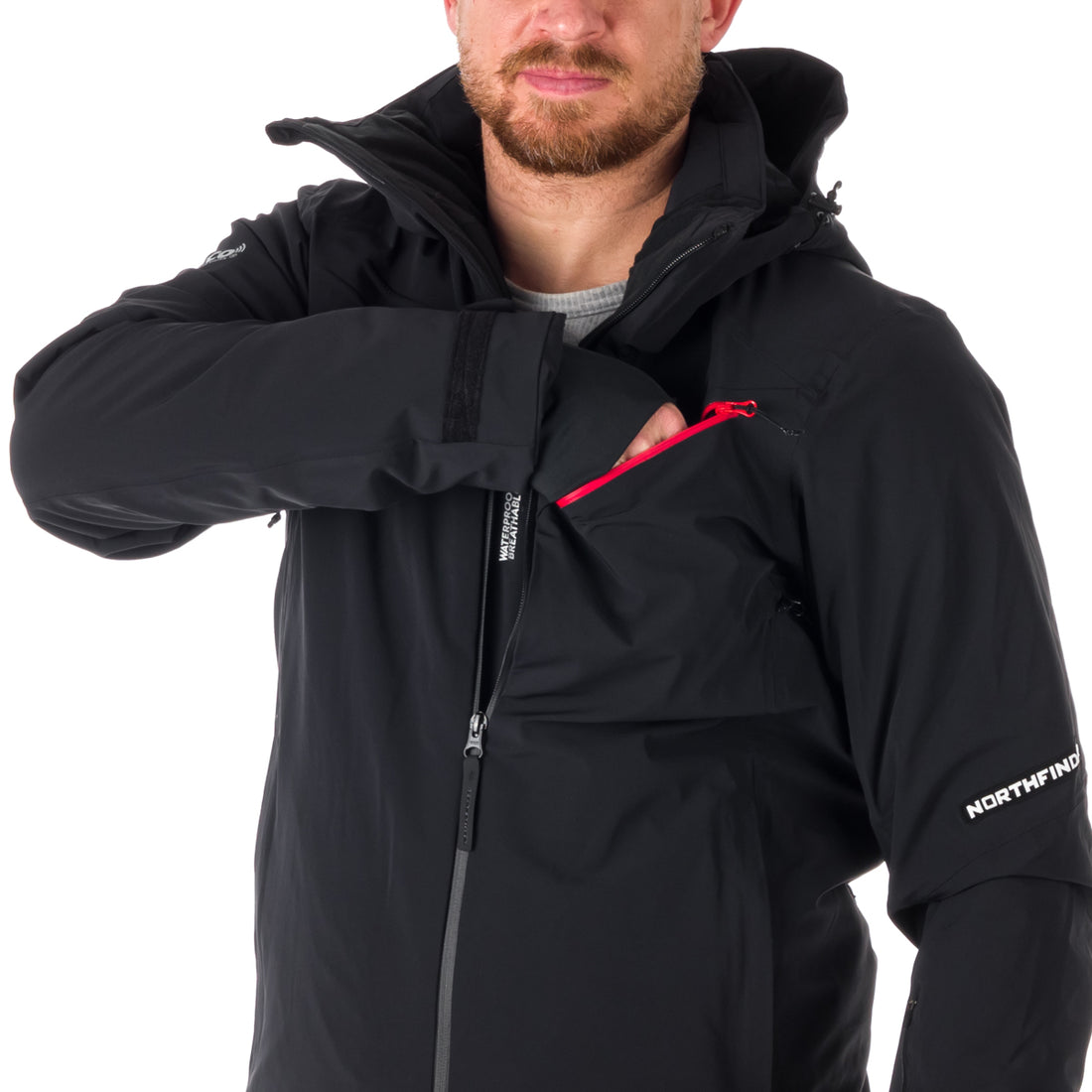 BU-5042SNW men's ski technical athletic fit stretch jacket fully featured with PrimaLoft SEBASTIAN 