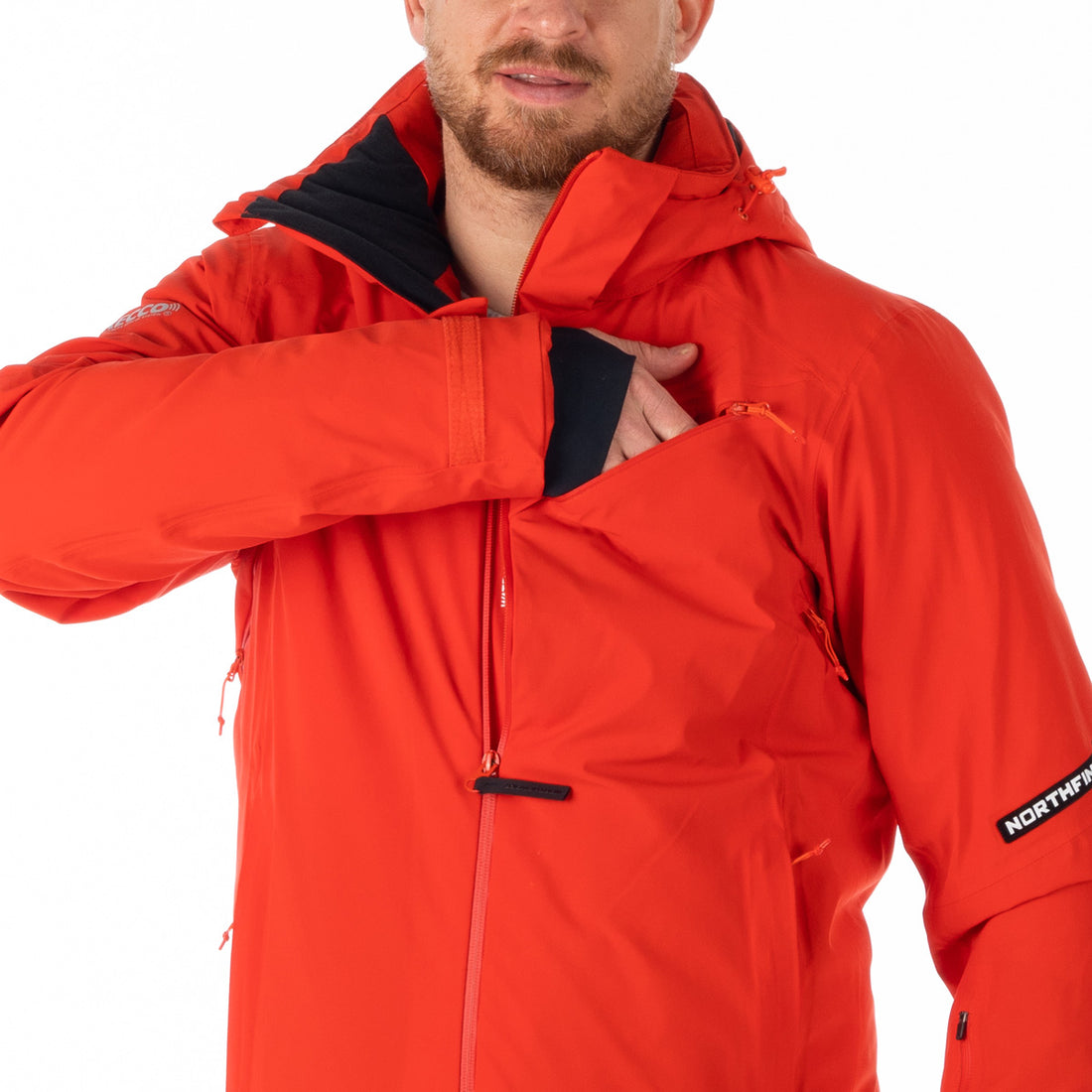 BU-5042SNW men's ski technical athletic fit stretch jacket fully featured with PrimaLoft SEBASTIAN 