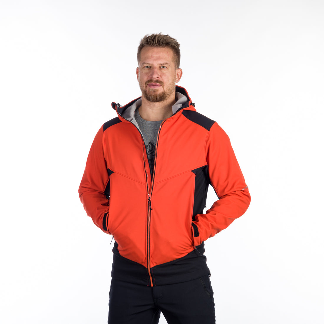 BU-5130OR men's outdoor hoody softshell jacket protect face 3L MORRIS