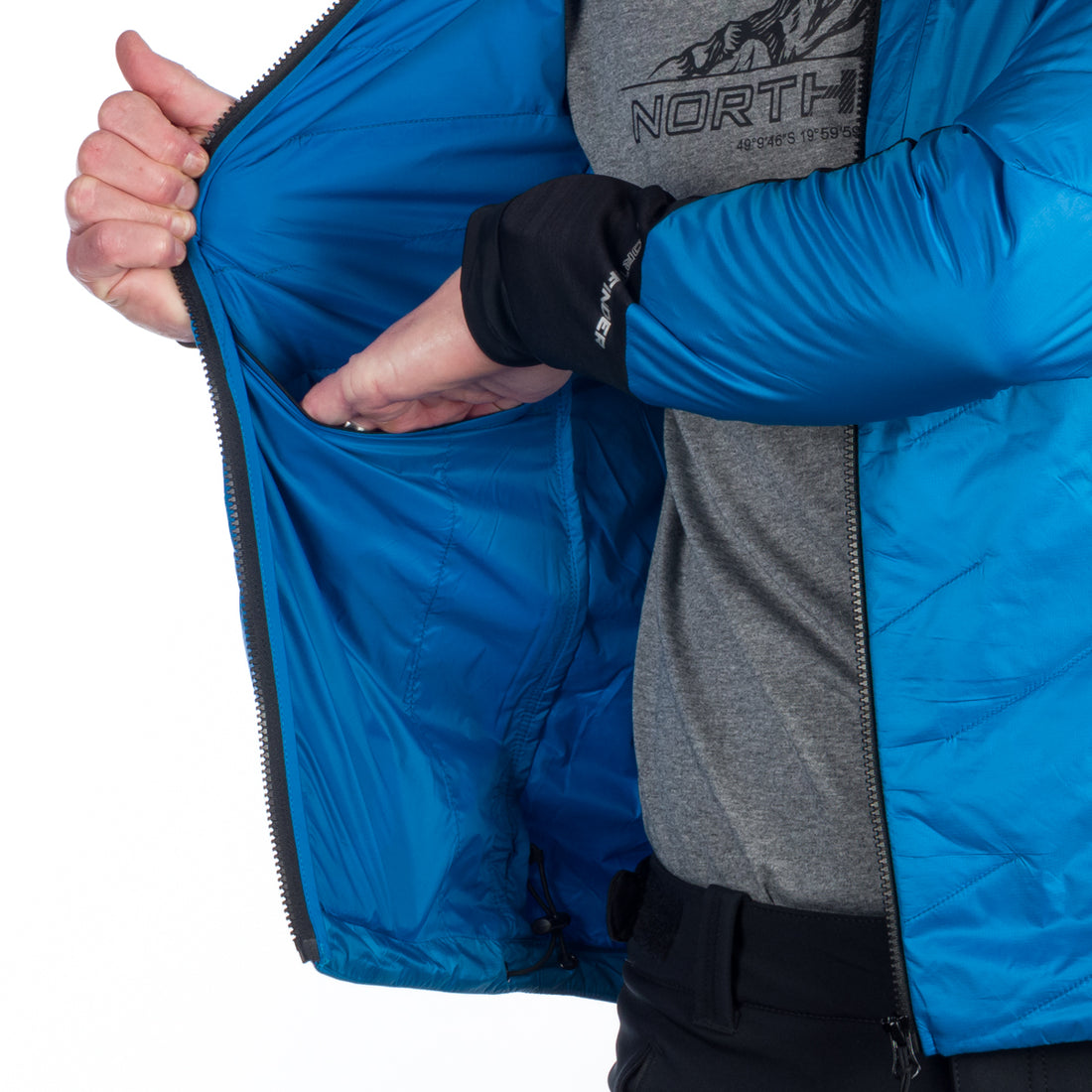 BU-5135OR men's hybrid active trekking jacket with PrimaLoft DON