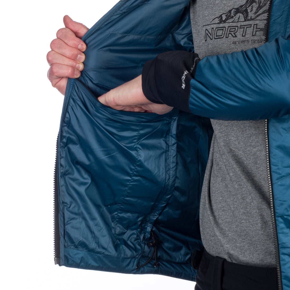 BU-5135OR men's hybrid active trekking jacket with PrimaLoft DON