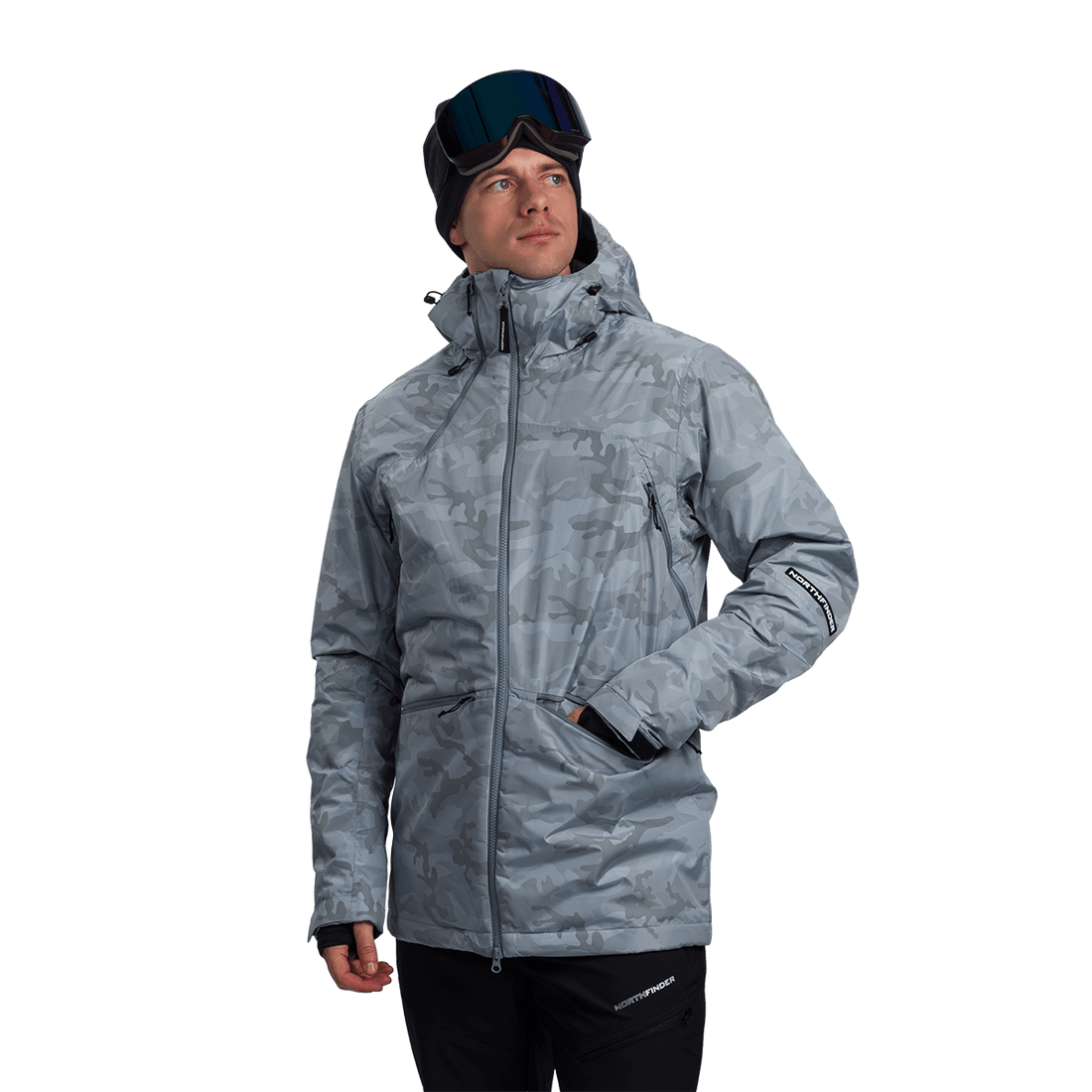 BU-52061SNW men's ski freerider jacket allover print PASQUALE