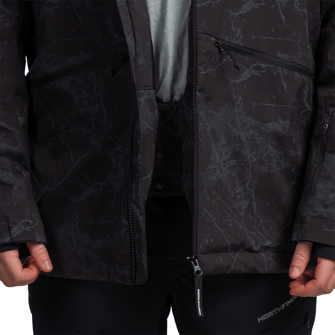 BU-52061SNW men's ski freerider jacket allover print PASQUALE
