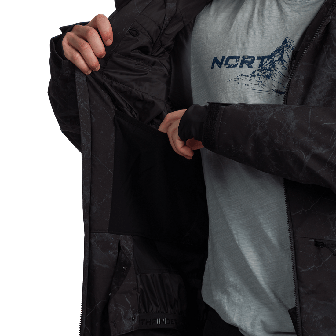 BU-52061SNW men's ski freerider jacket allover print PASQUALE