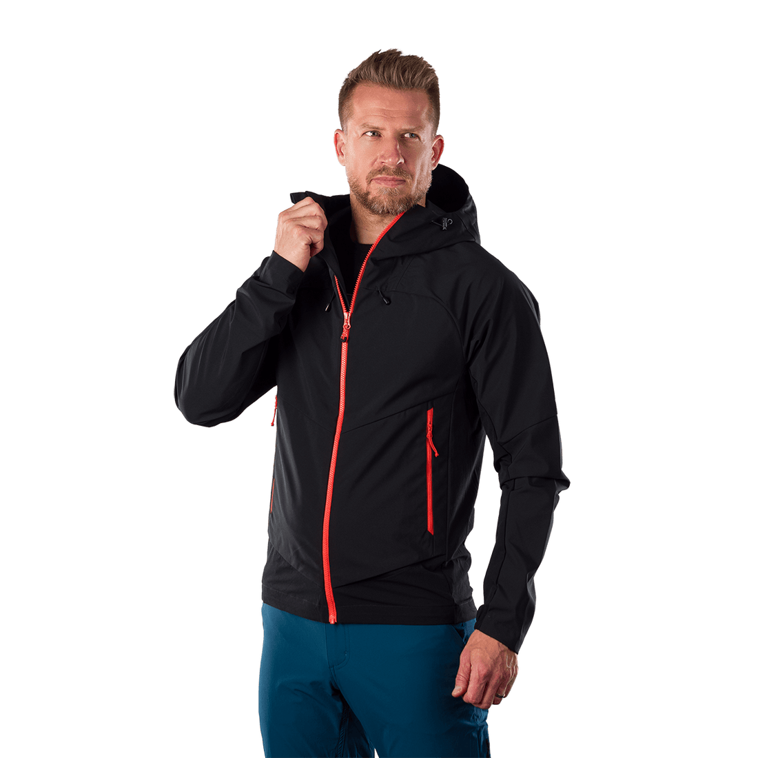 BU-5397OR men's trekking hybrid softshell jacket AMBROSE