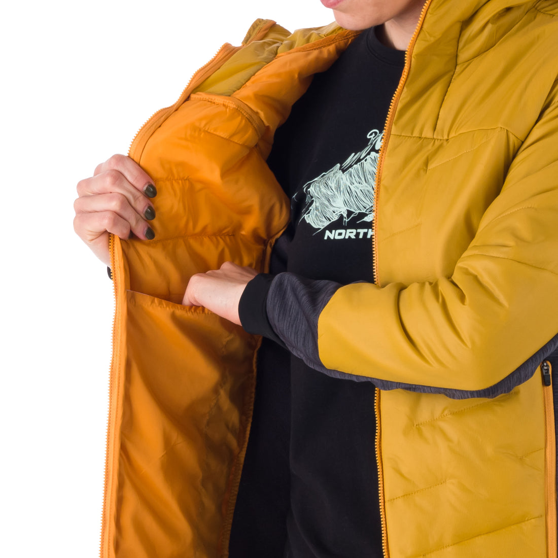 BU-6036OR women's hybrid active trekking jacket with PrimaLoft AUBRIE