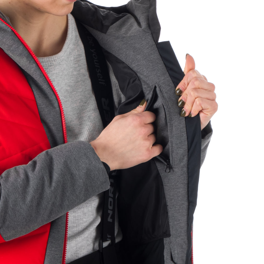 BU-6045SNW women's ski combi melange quilted insulated jacket BRANDY