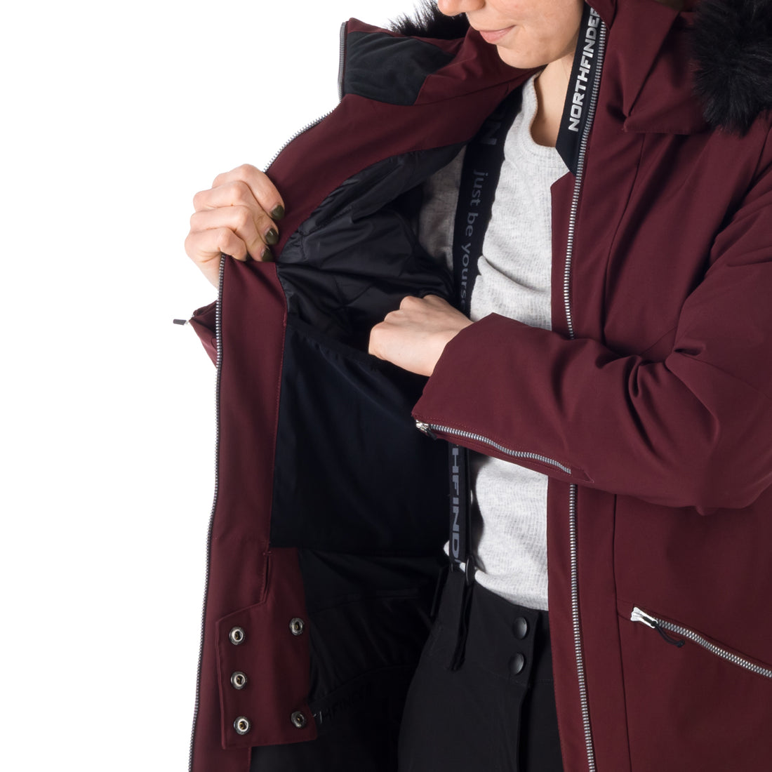 BU-6046SNW women's ski trendy elegant prolonged jacket BRINLEY