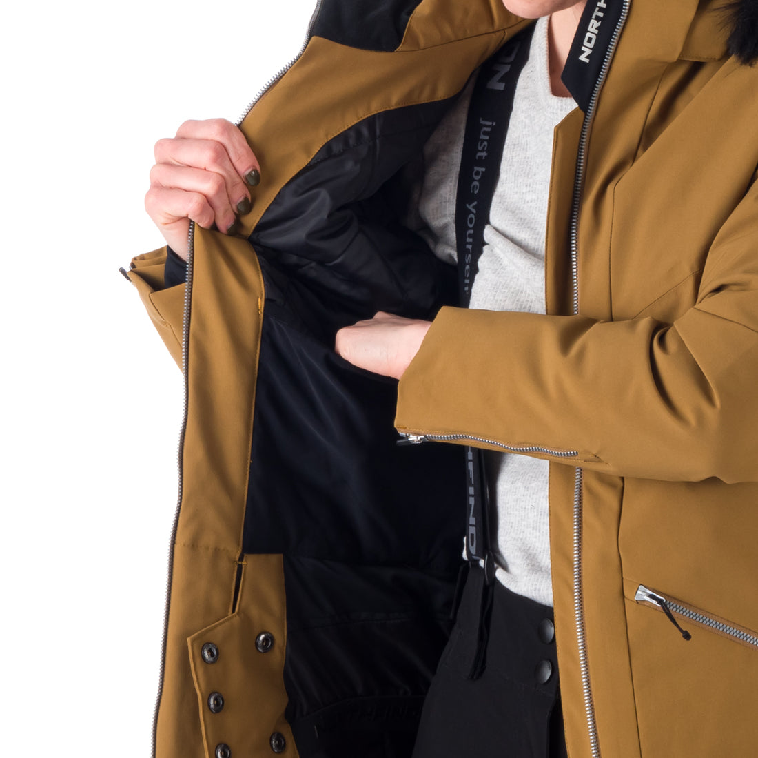 BU-6046SNW women's ski trendy elegant prolonged jacket BRINLEY