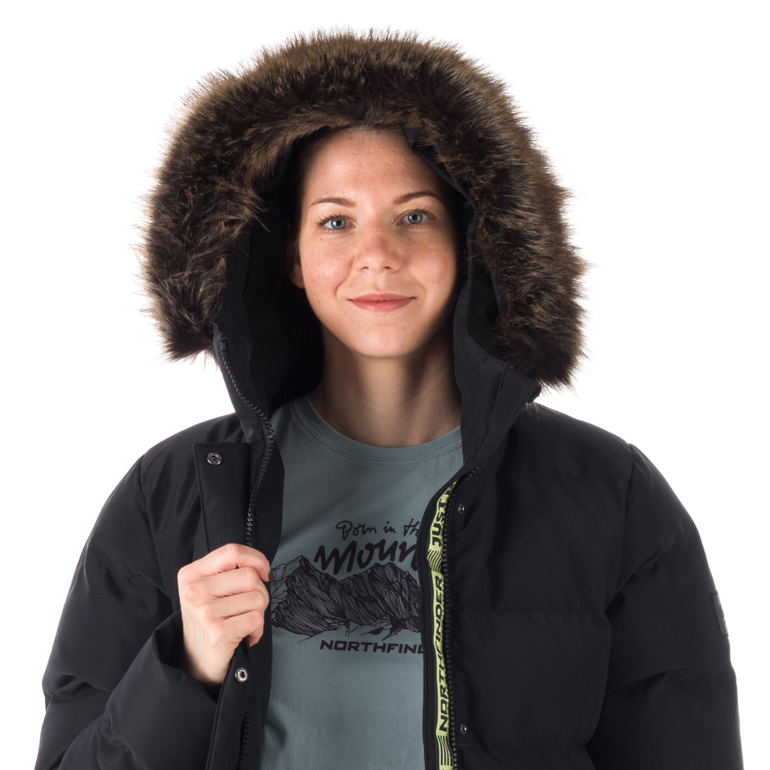 BU-6072SP women's sport insulated prolonged jacket with fur MEELEY