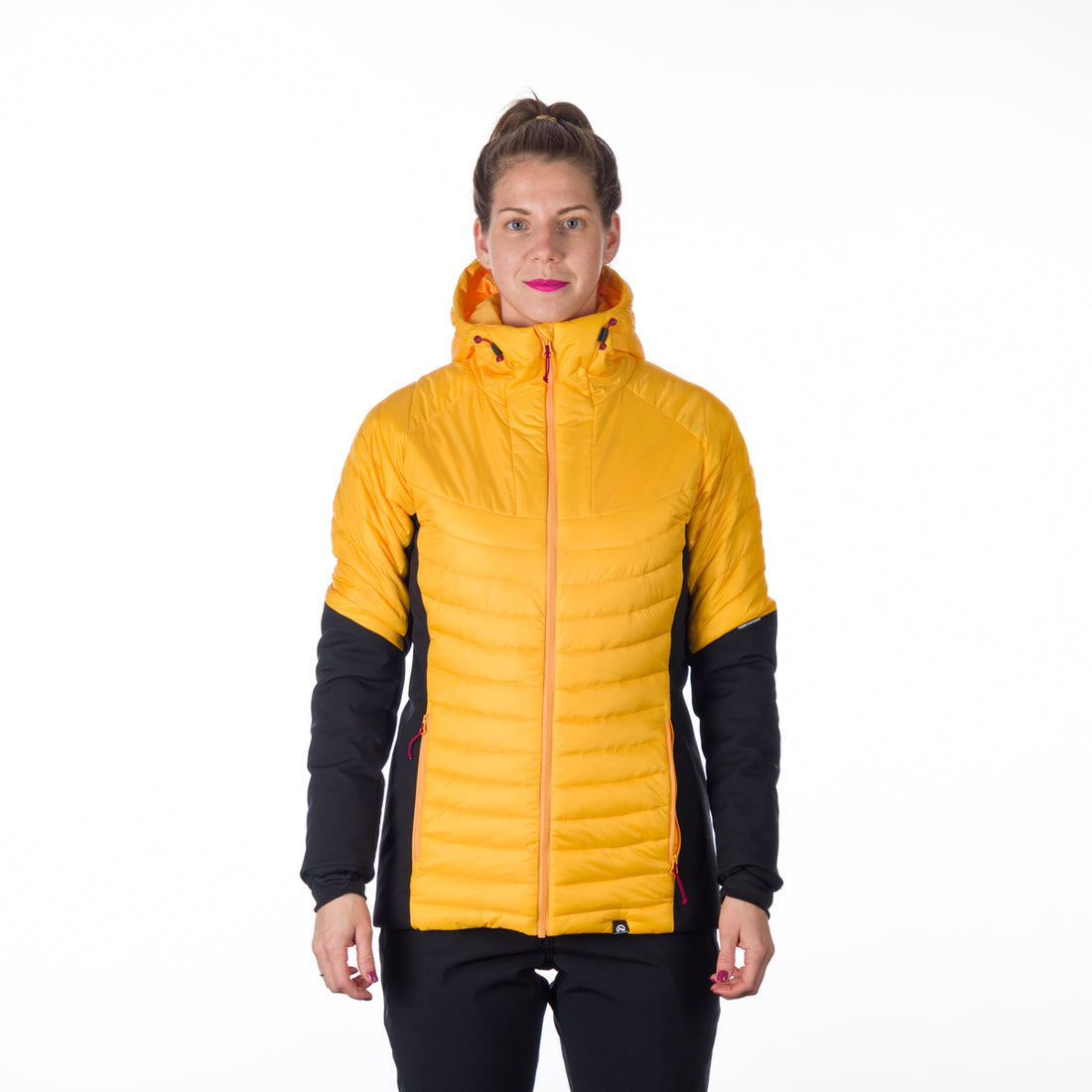 BU-6131OR women's outdoor hybrid like down jacket with softshell PHYLLIS