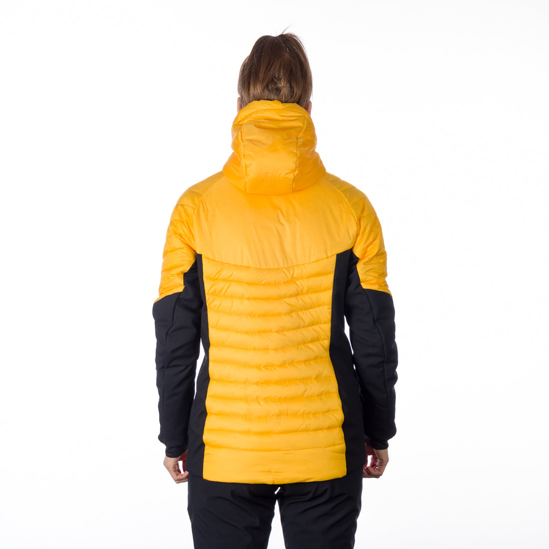 BU-6131OR women's outdoor hybrid like down jacket with softshell PHYLLIS