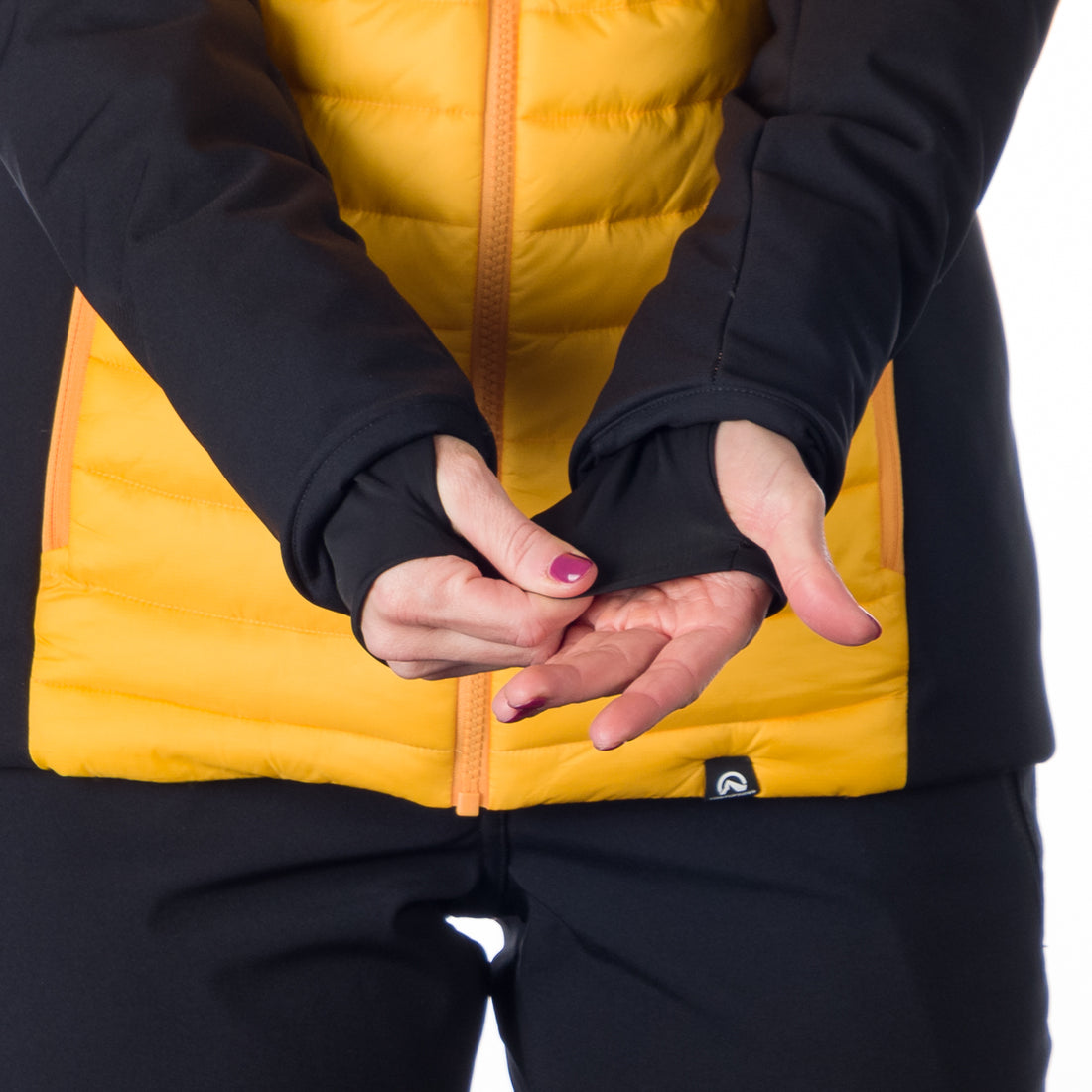 BU-6131OR women's outdoor hybrid like down jacket with softshell PHYLLIS
