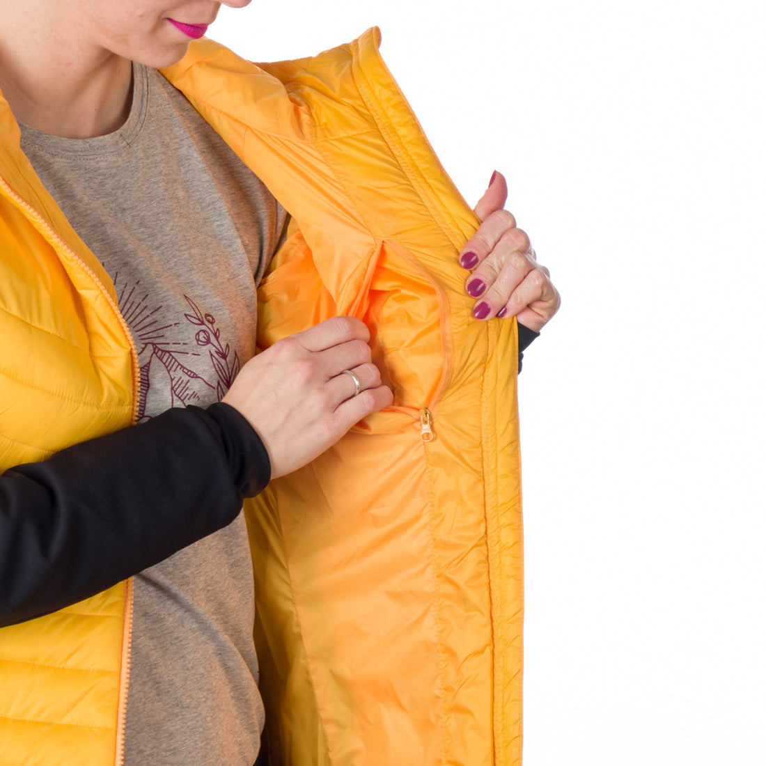 BU-6131OR women's outdoor hybrid like down jacket with softshell PHYLLIS