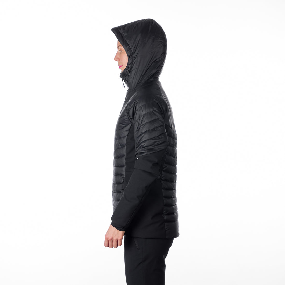BU-6131OR women's outdoor hybrid like down jacket with softshell PHYLLIS