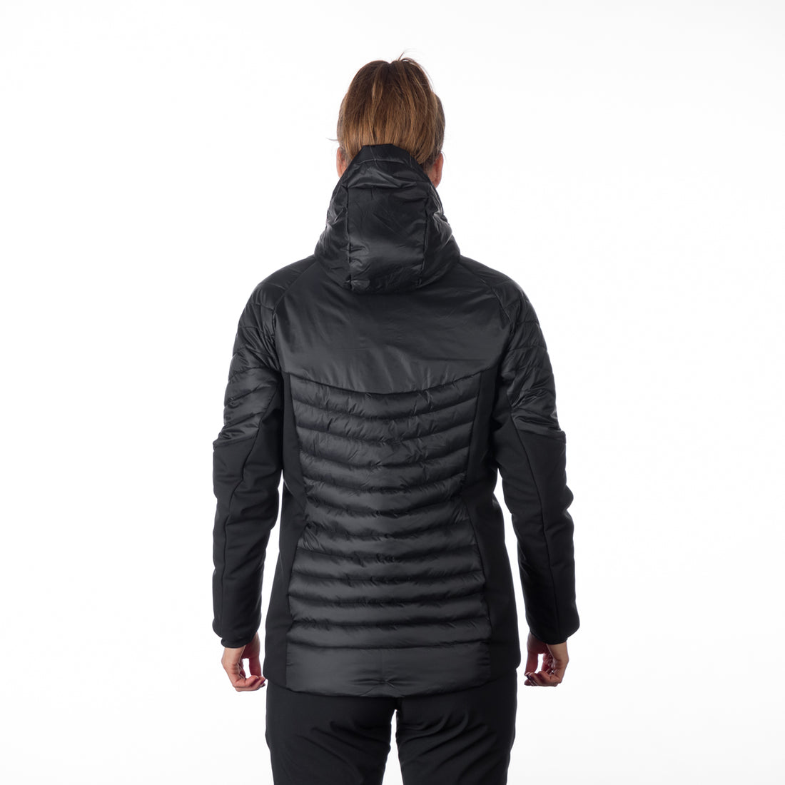 BU-6131OR women's outdoor hybrid like down jacket with softshell PHYLLIS