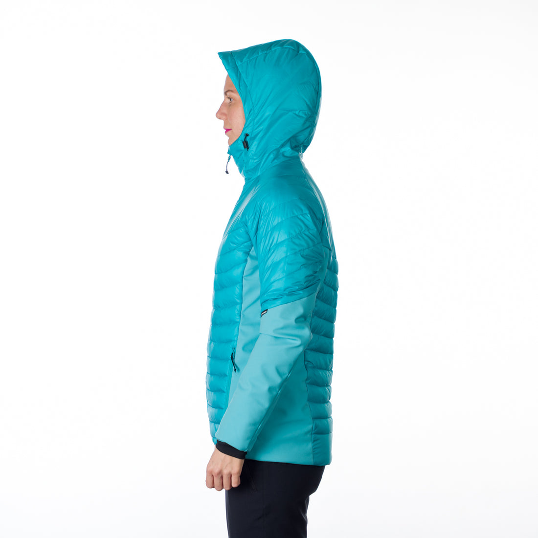 BU-6131OR women's outdoor hybrid like down jacket with softshell PHYLLIS
