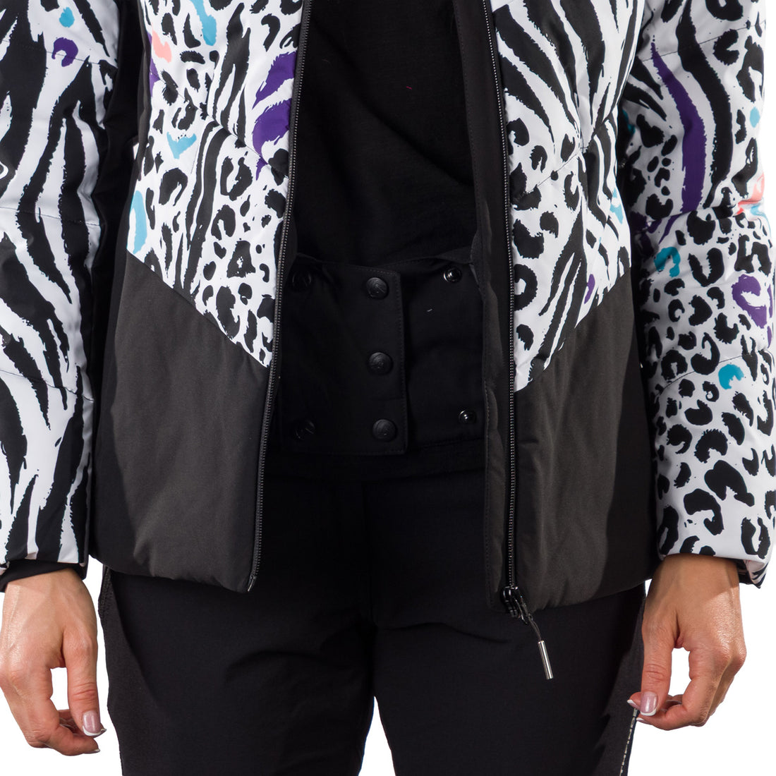 BU-61451SNW women's ski allover print insulated jacket VIVIAN1