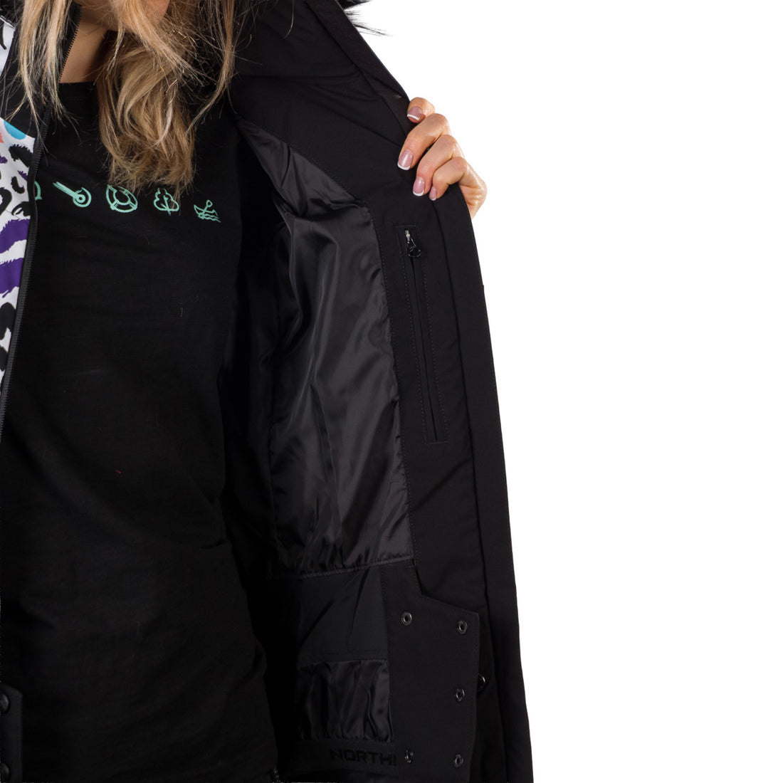 BU-61451SNW women's ski allover print insulated jacket VIVIAN1