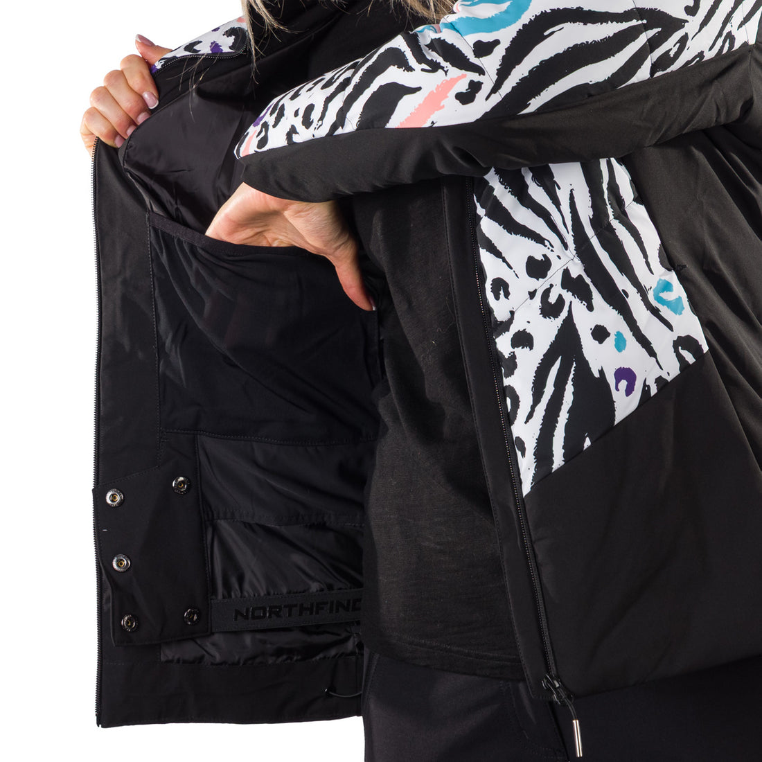 BU-61451SNW women's ski allover print insulated jacket VIVIAN1