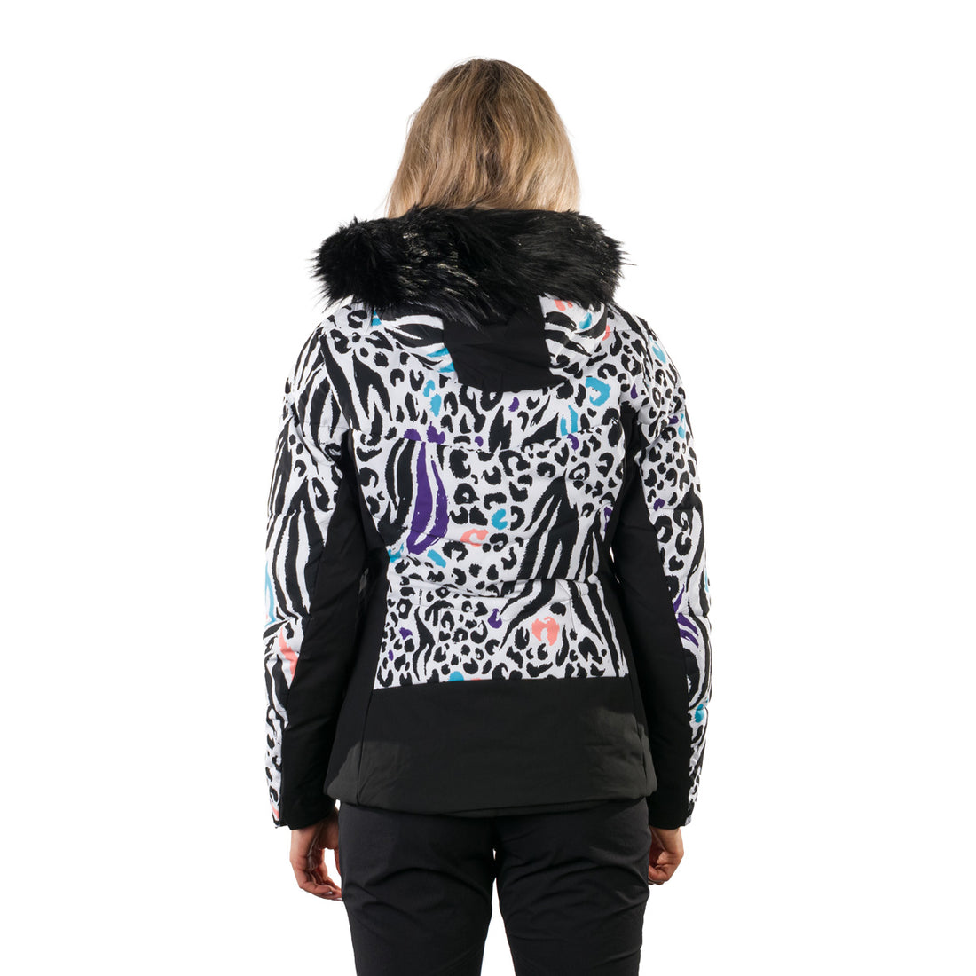 BU-61451SNW women's ski allover print insulated jacket VIVIAN1