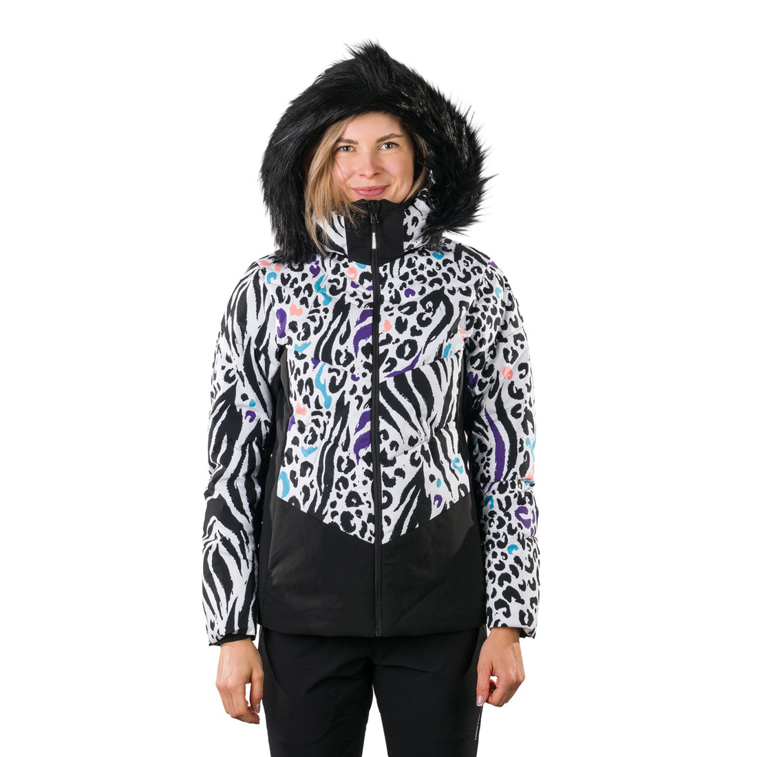 BU-61451SNW women's ski allover print insulated jacket VIVIAN1