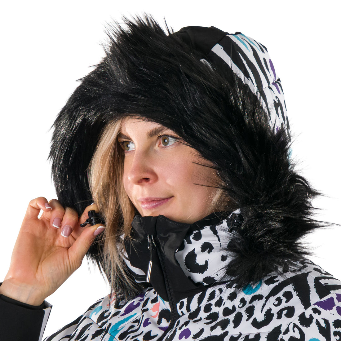 BU-61451SNW women's ski allover print insulated jacket VIVIAN1