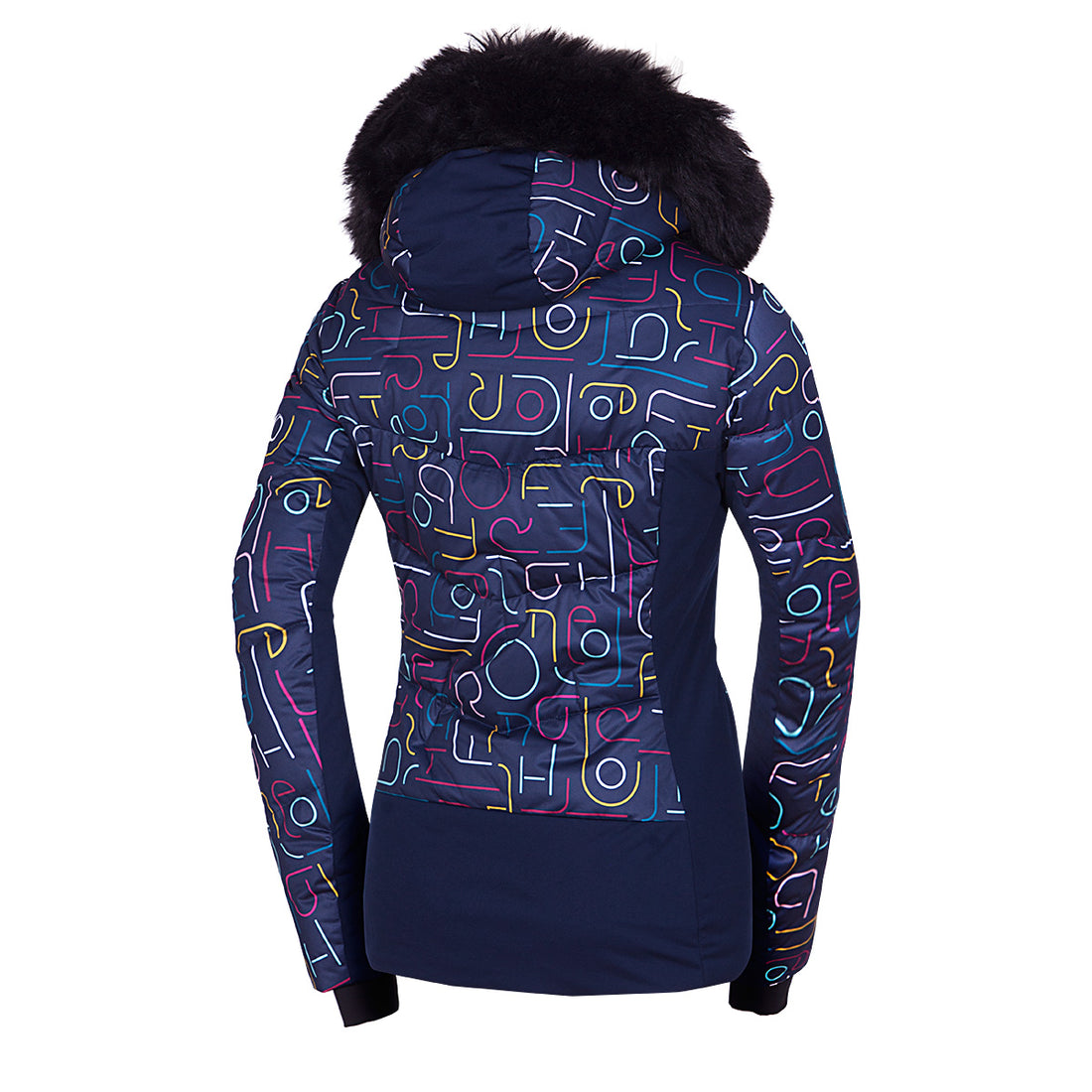 BU-6145SNW women's ski allover print insulated jacket VIVIAN