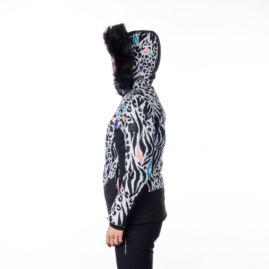 BU-6145SNW women's ski allover print insulated jacket VIVIAN