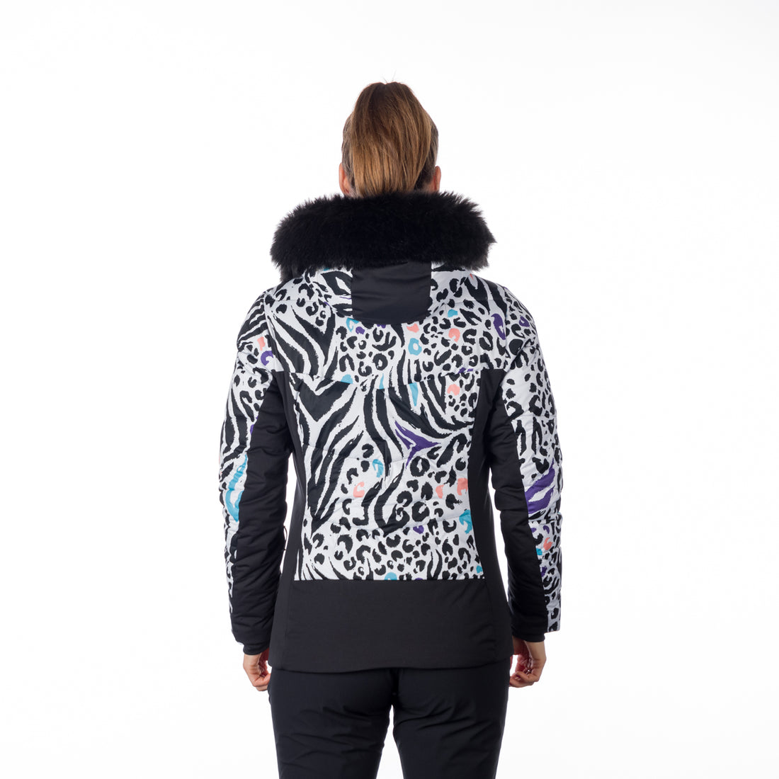 BU-6145SNW women's ski allover print insulated jacket VIVIAN