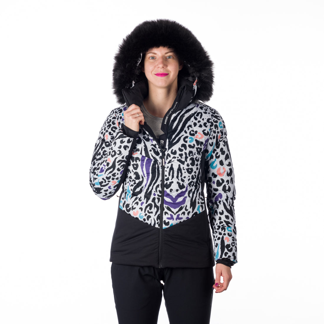 BU-6145SNW women's ski allover print insulated jacket VIVIAN