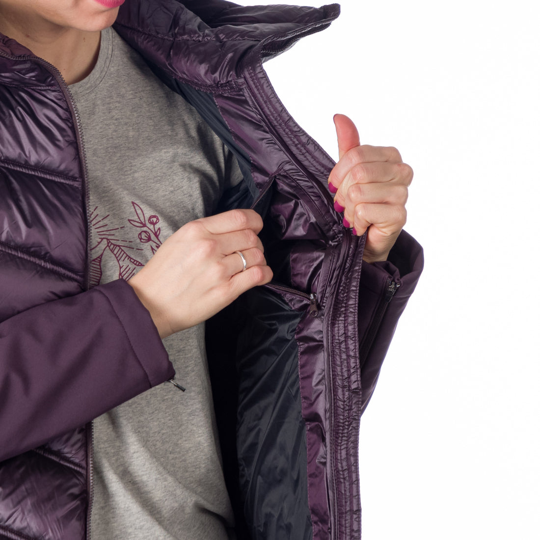 BU-6154SP women's trendy insulated jacket combined with softshell RITA