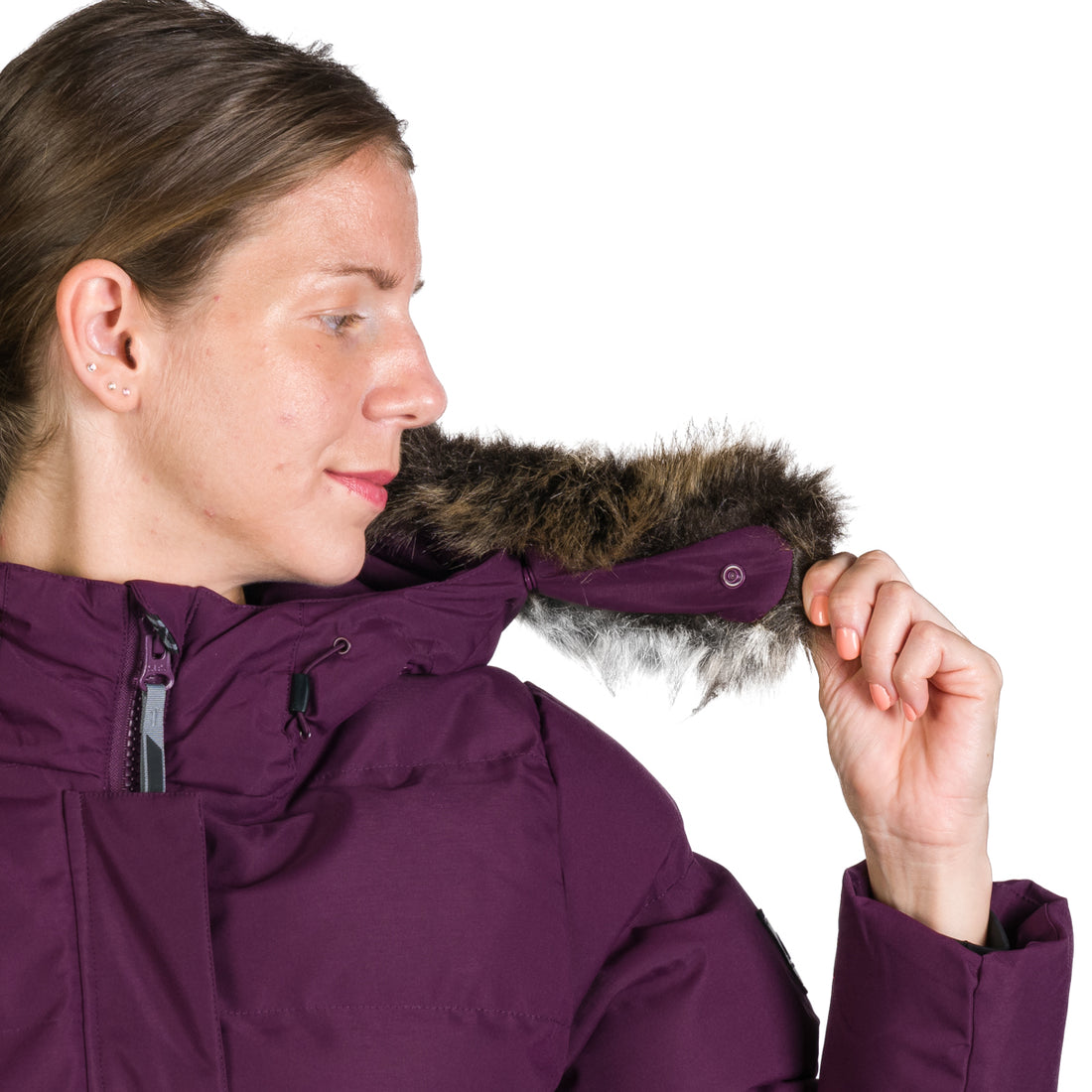 BU-6157SP women's sport insulated prolonged jacket with fur RHEA