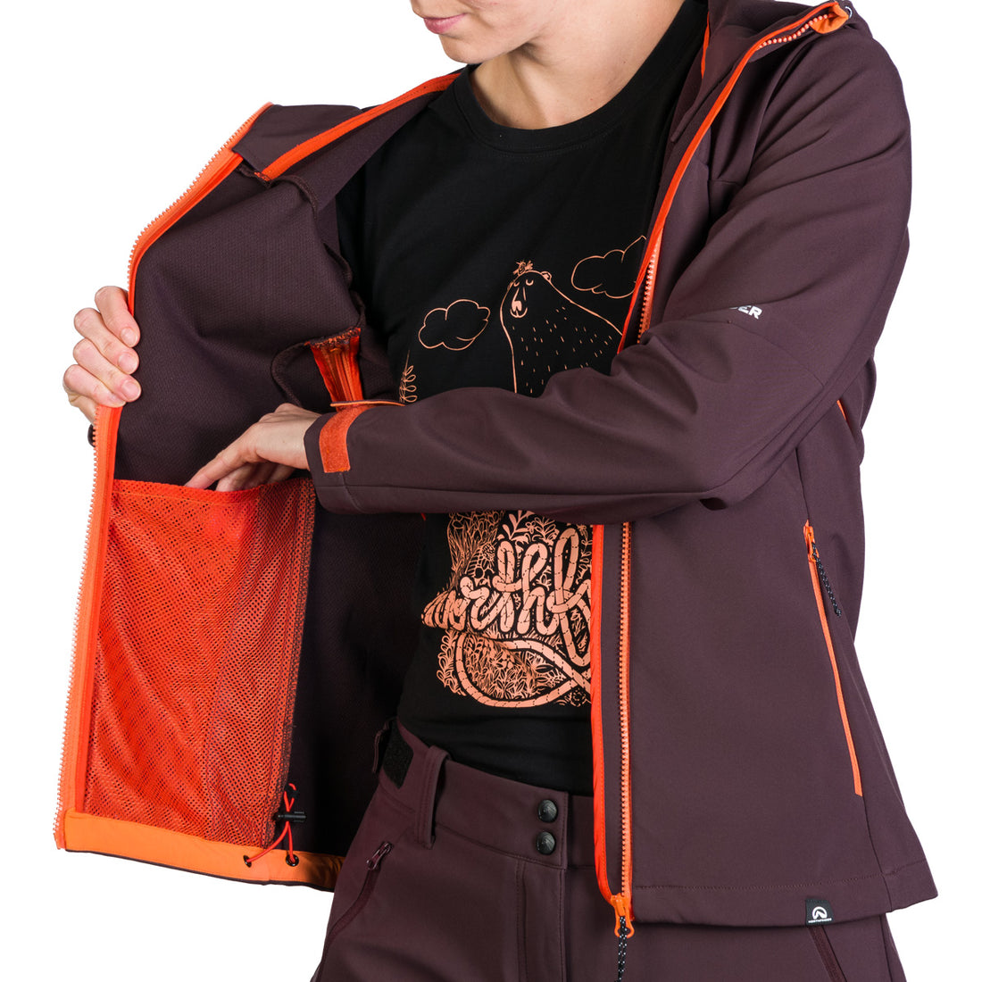 BU-6182OR women's outdoor hoody mountain softshell 3L jacket PATTY