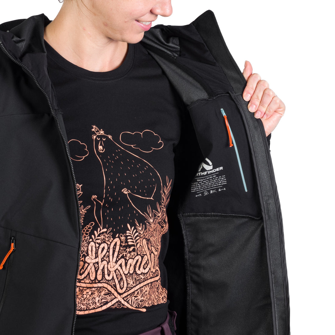 BU-6183OR women's trekking hybrid softshell active jacket DONNA