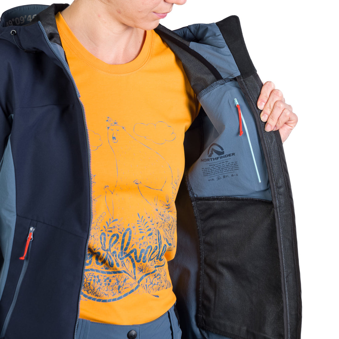 BU-6183OR women's trekking hybrid softshell active jacket DONNA