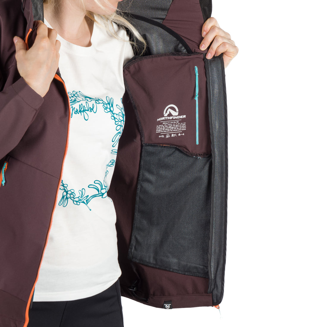 BU-6183OR women's trekking hybrid softshell active jacket DONNA
