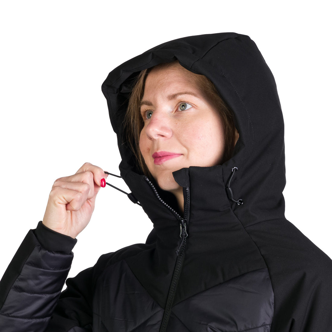 BU-6241OR women's outdoor hybrid like down jacket with softshell DEANNE