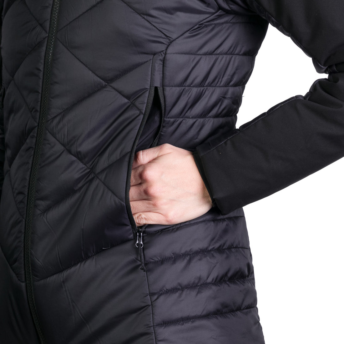 BU-6241OR women's outdoor hybrid like down jacket with softshell DEANNE