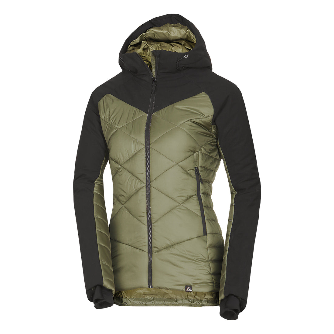 BU-6241OR women's outdoor hybrid like down jacket with softshell DEANNE