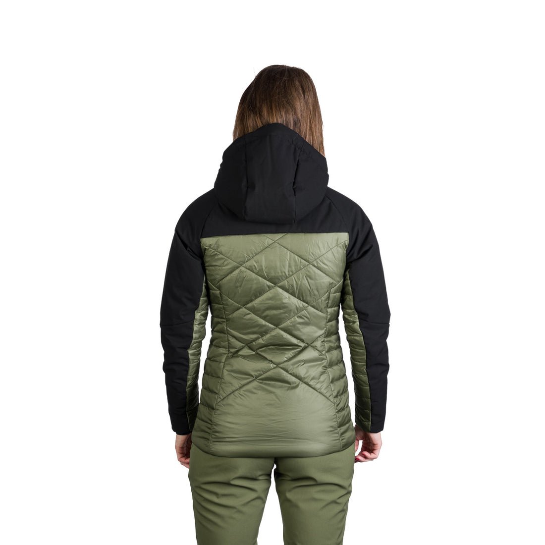 BU-6241OR women's outdoor hybrid like down jacket with softshell DEANNE