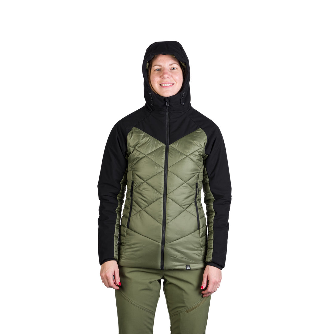 BU-6241OR women's outdoor hybrid like down jacket with softshell DEANNE