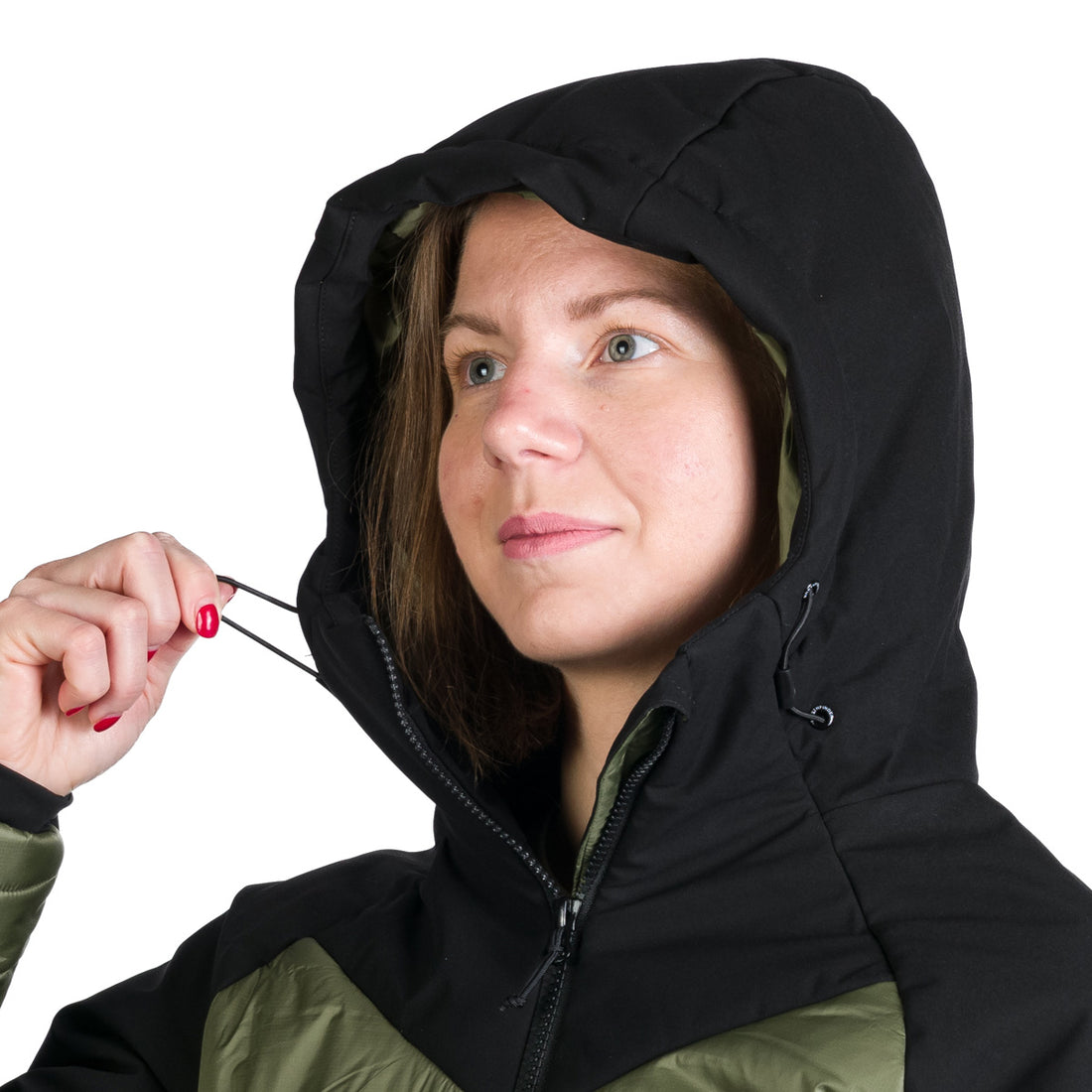 BU-6241OR women's outdoor hybrid like down jacket with softshell DEANNE
