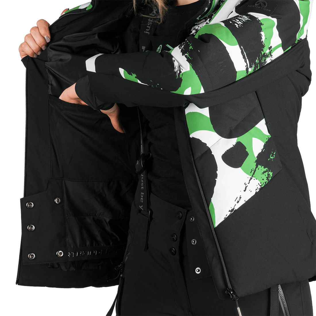 BU-6355SNW women's ski allover print insulated jacket KAYLEIGH